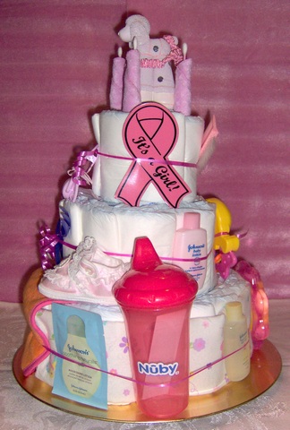 Butterflies & Flowers 3-Tier Diaper Cake